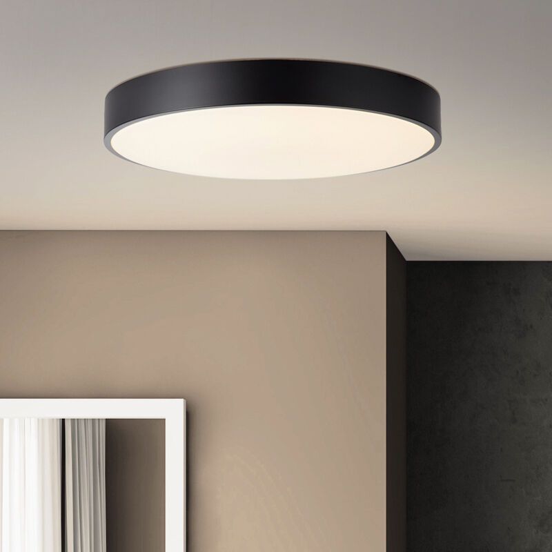 Plafon preto moderno, Asude, 60W, LED ajustável de branco quente a branco frio, com comando à distância