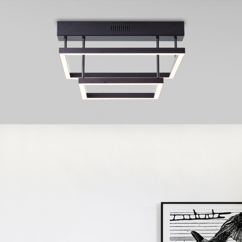 Plafon preto moderno, Enis, 34W, LED 3000K, regulável em 3 níveis
