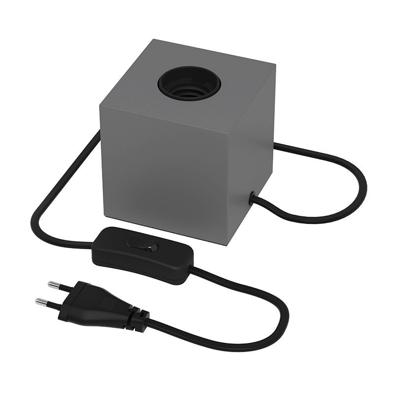 Candeeiro de mesa sem abajur cinzento moderno, Loana, com interruptor