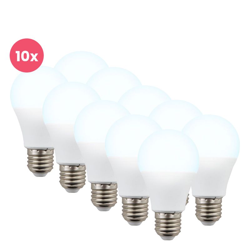 Pacote com 10 lâmpadas LED Lagiba E27 Bradley, A60, 7W, 6500K