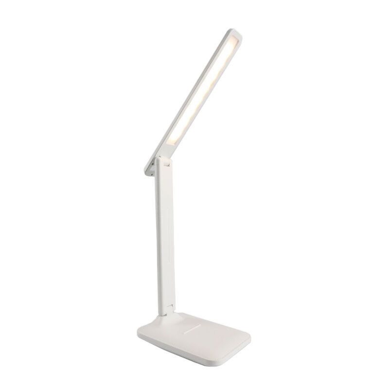 Candeeiro de secretaria branco moderno, Danila, 5W, LED ajustável de branco quente a branco frio, com dimmer tátil