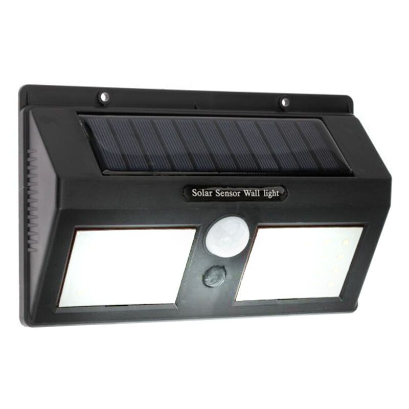 Candeeiro de parede exterior solar preto de plástico, Albert, 8W, LED 6000K, IP65