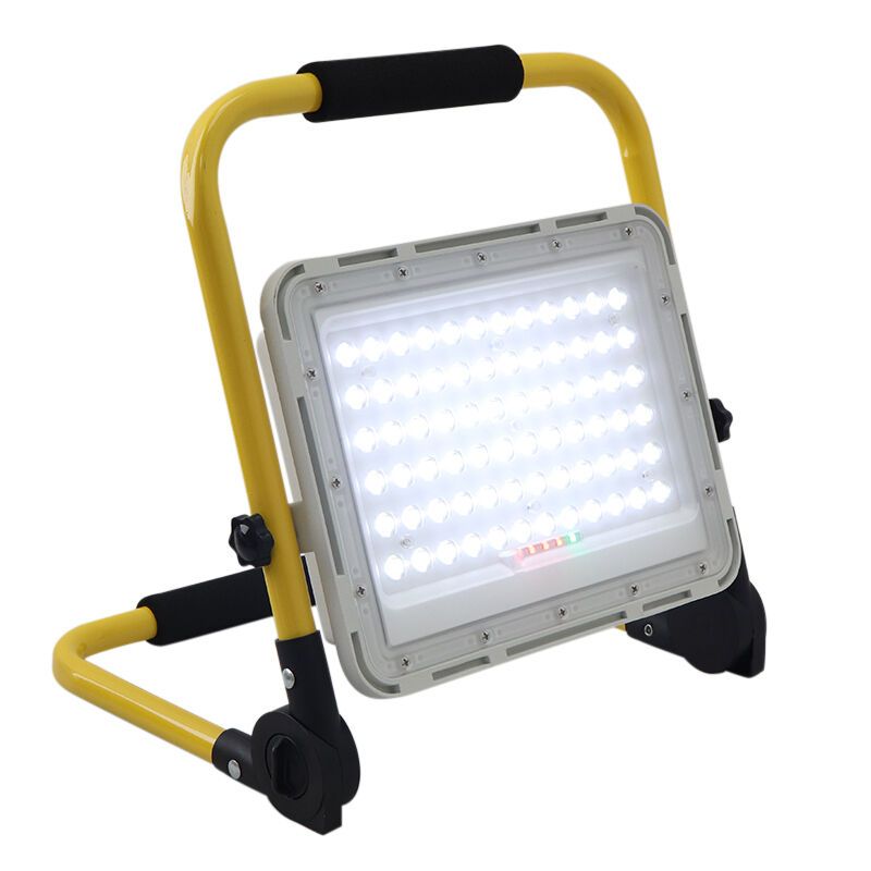 Luz de trabalho recarregável amarela em alumínio, Hilmi, 100W, LED 6500K, IP44, com interruptor.