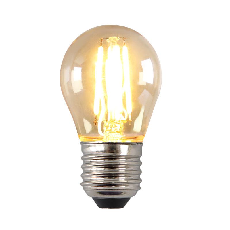 Lâmpada LED E27 Olucia dimerizável, P45, 4W, vidro âmbar, 2200K Lâmpada LED E27 Olucia dimerizável, P45, 4W, vidro âmbar, 2200K