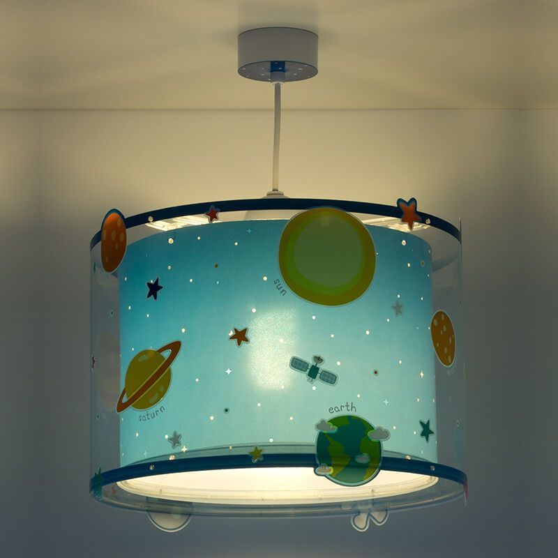 Candeeiro suspenso quarto infantil de plástico azul, Planeten