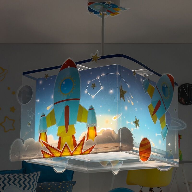 Candeeiro suspenso quarto infantil de plástico azul, Rocket Candeeiro suspenso quarto infantil de plástico azul, Rocket