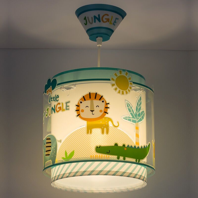 Candeeiro suspenso quarto infantil de plástico multicolorido, Jungle