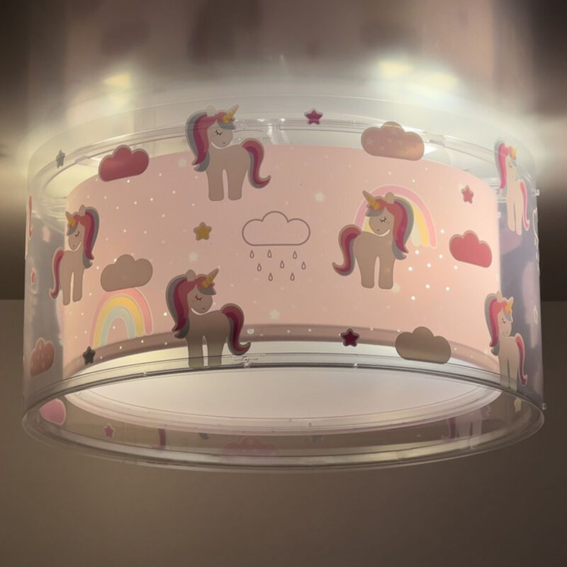 Plafon quarto infantil de plástico rosa, Unicorn