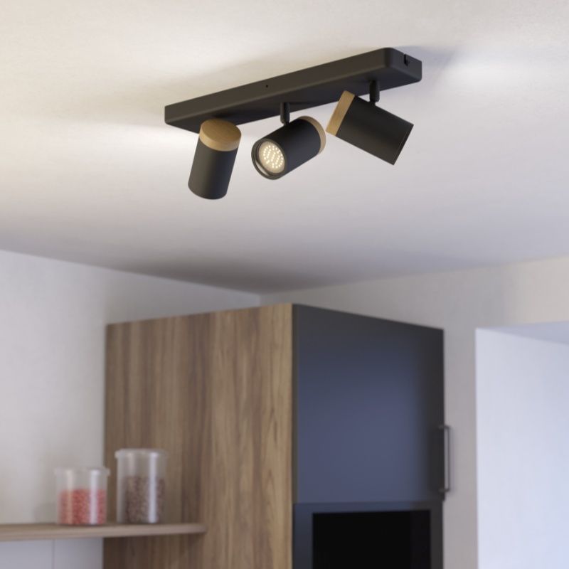 Foco de parede preto de aço, Conradus, IP44
