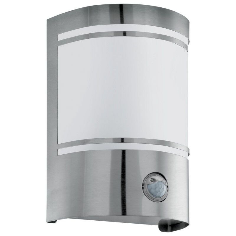 Candeeiro de parede exterior com sensor de movimento prateado de vidro, Aartje, IP44