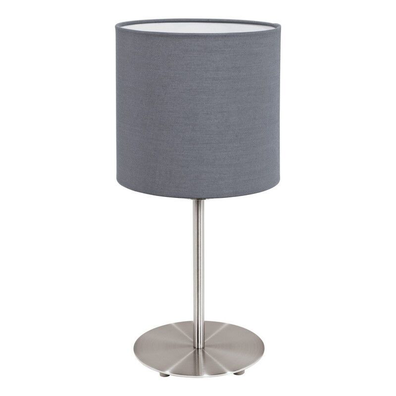 Candeeiro de mesa cinzento de tecido, Abano, com interruptor Candeeiro de mesa cinzento de tecido, Abano, com interruptor