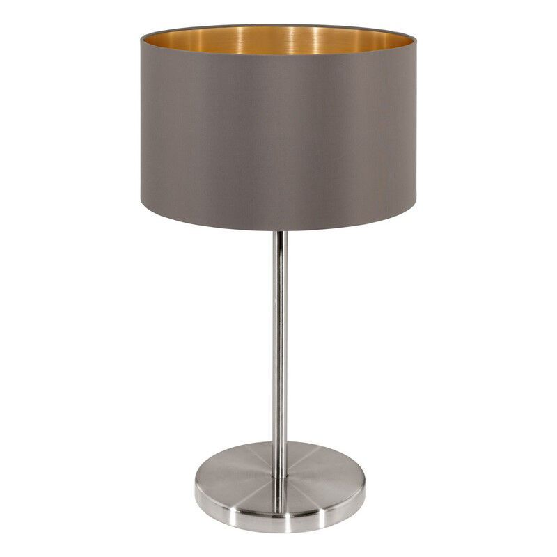 Candeeiro de mesa castanho de tecido, Terme, com interruptor