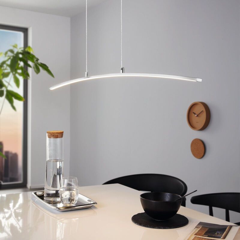 Candeeiro suspenso cromo de alumínio, Arantxa, 14W, LED 3000K