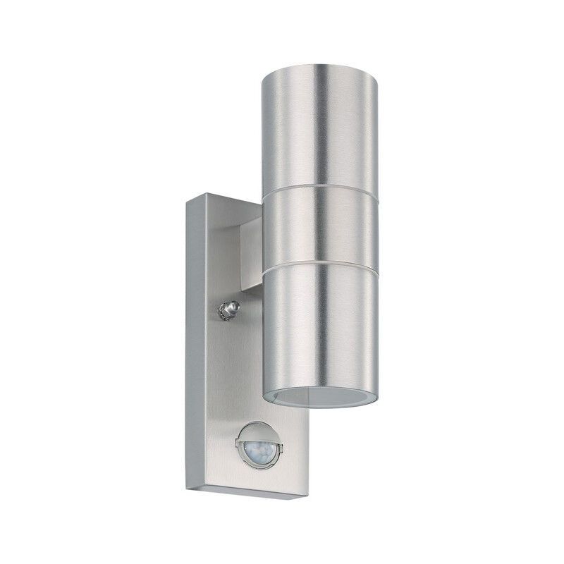 Candeeiro de parede exterior com sensor de movimento prateado de aço inoxidável, Marlies, IP44