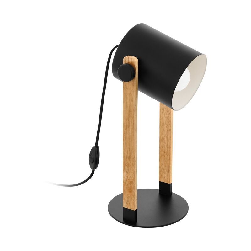 Candeeiro de mesa preto de aço, Kaspar, com interruptor
