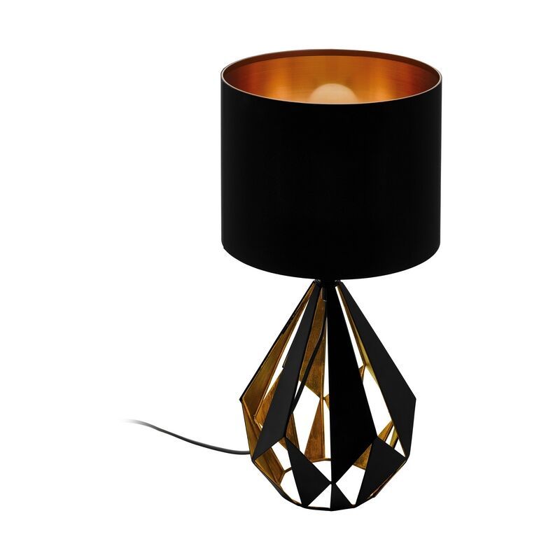 Candeeiro de mesa preto de aço, Acri, com interruptor