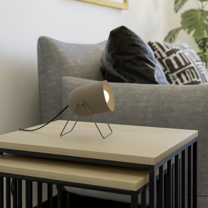 Candeeiro de mesa castanho de aço, Tjitte, com interruptor