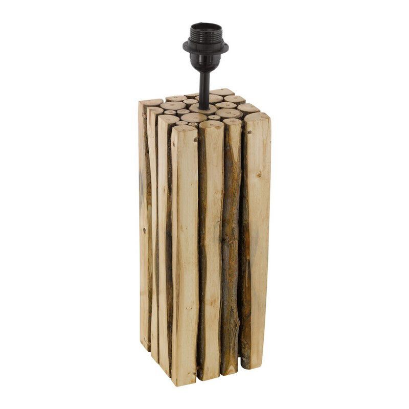 Candeeiro de mesa sem abajur castanho de madeira, Kick, com interruptor