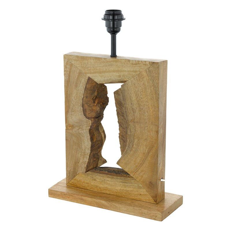 Candeeiro de mesa sem abajur castanho de madeira, Kick, com interruptor