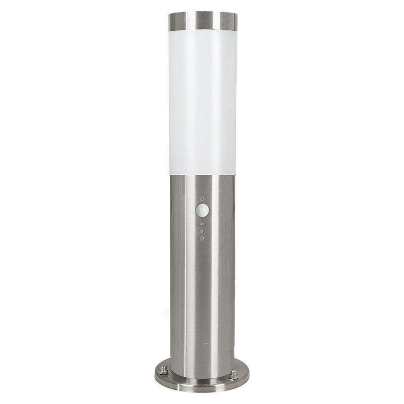 Candeeiro de pé exterior com sensor crepuscular prateado de plástico, Carlein, IP44