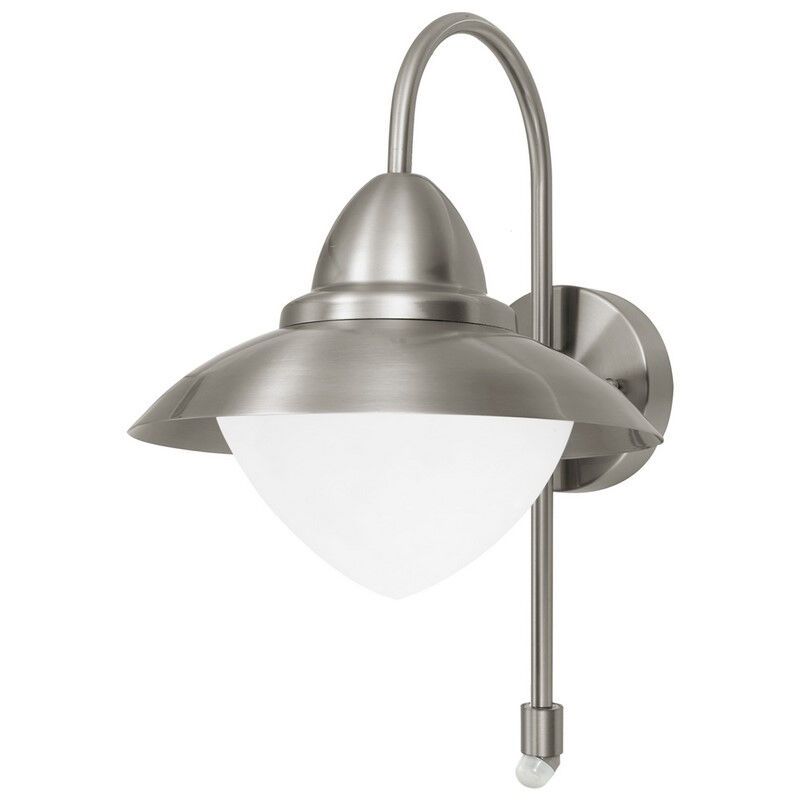 Candeeiro de parede exterior com sensor de movimento prateado de vidro, Elayza, IP44