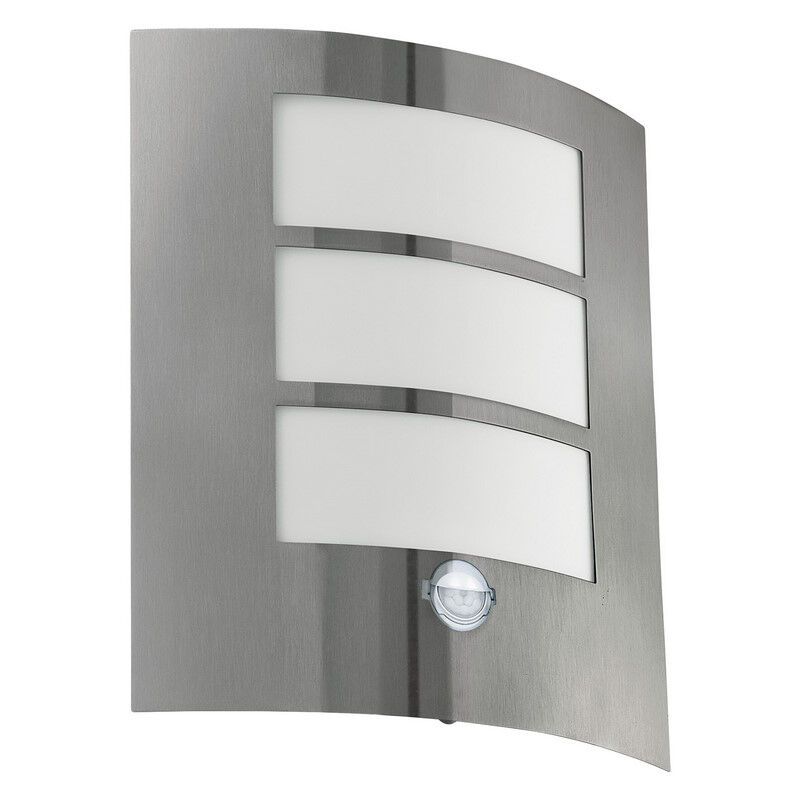 Candeeiro de parede exterior com sensor de movimento prateado de plástico, Elyana, IP44