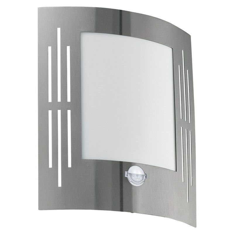 Candeeiro de parede exterior com sensor de movimento prateado de plástico, Elyana, IP44