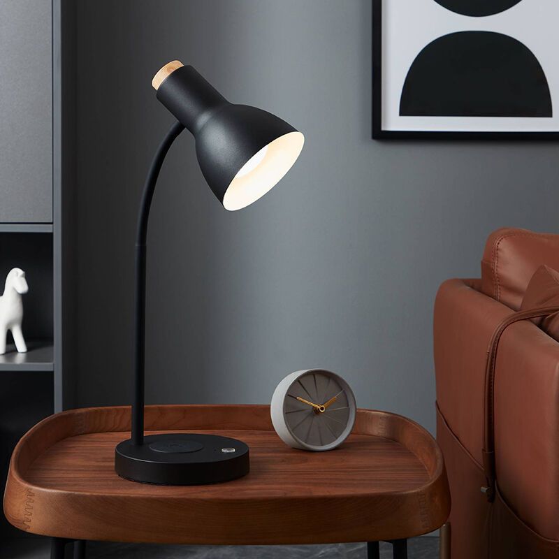 Candeeiro de mesa preto de alumínio, Serena, 5,5W, LED 3000K, com dimmer tátil