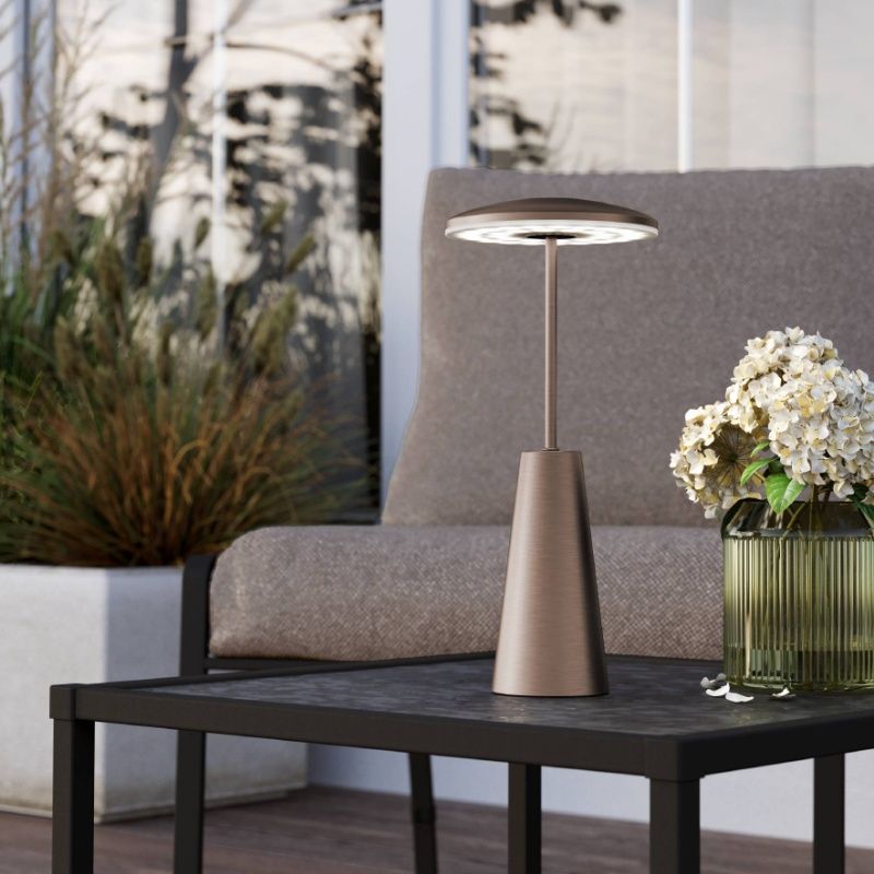Candeeiro de mesa bronze de aço, Ishika, 2,8W, LED white switch, IP54, com dimmer tátil