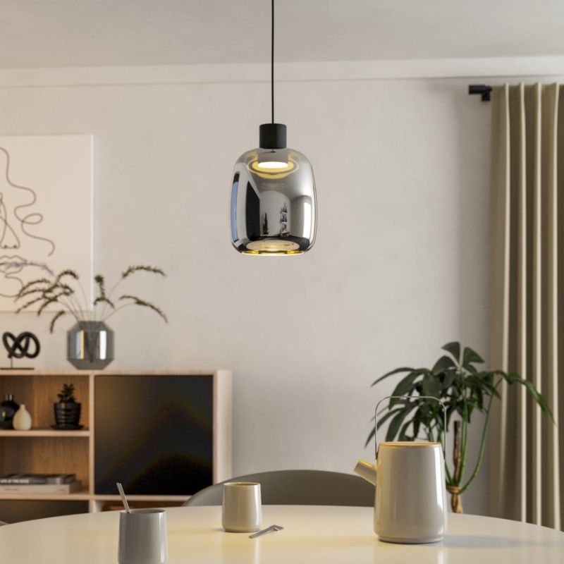 Candeeiro suspenso inteligente preto de vidro, Tamika, 3,7W, LED RGBW Candeeiro suspenso inteligente preto de vidro, Tamika, 3,7W, LED RGBW