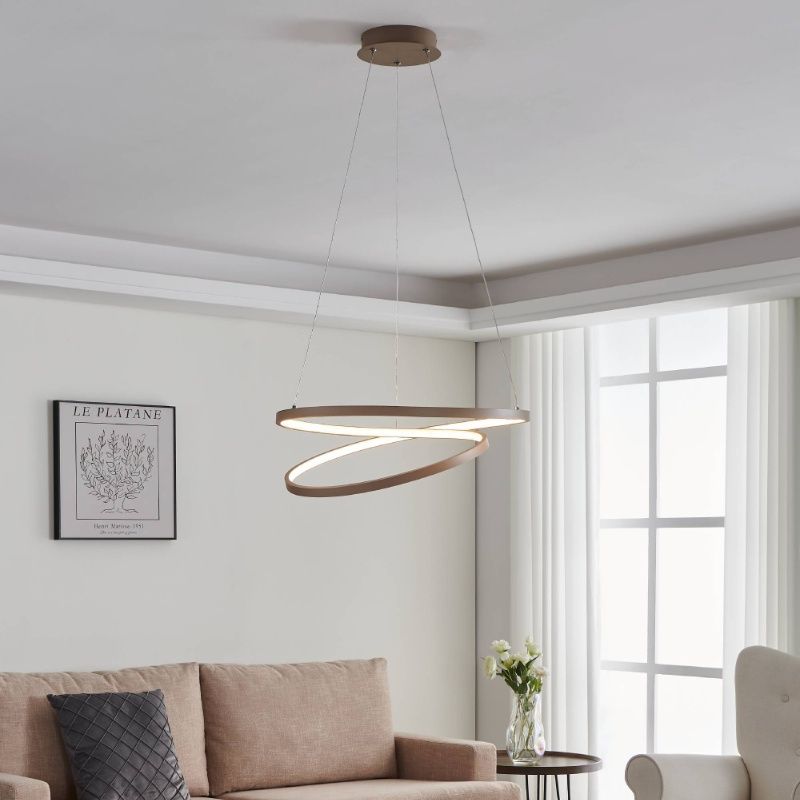 Candeeiro suspenso bege de alumínio, Ties, 36W, LED 3000K