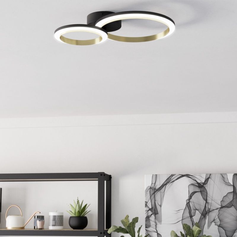 Candeeiro de teto latão de plástico, Conrad, 12W, LED 4000K, regulável em 3 níveis Candeeiro de teto latão de plástico, Conrad, 12W, LED 4000K, regulável em 3 níveis