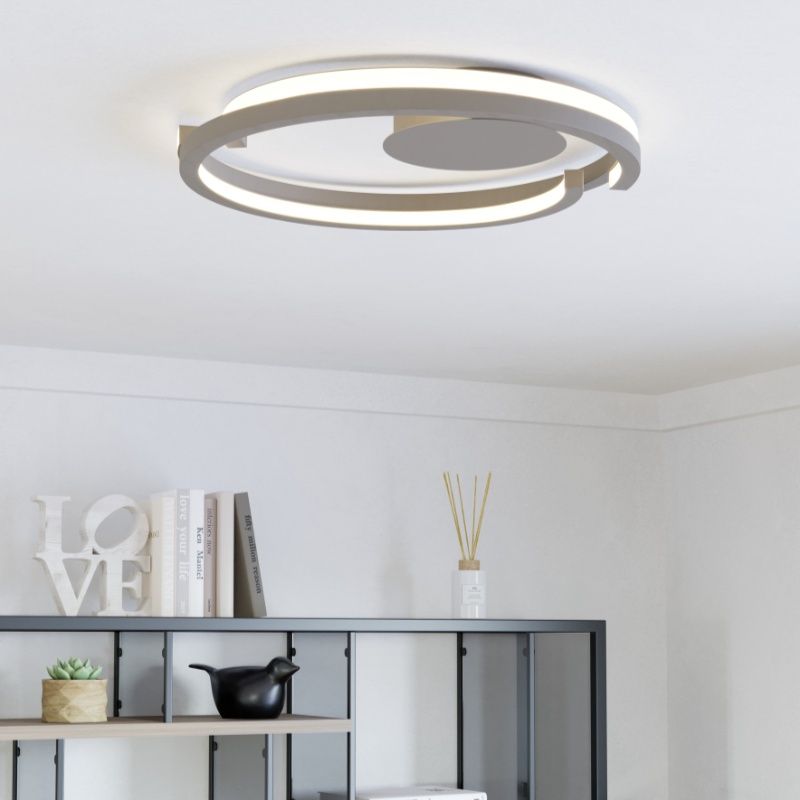 Plafon castanho de plástico, Madhvi, 20W, LED ajustável de branco quente a branco frio, com comando à distância