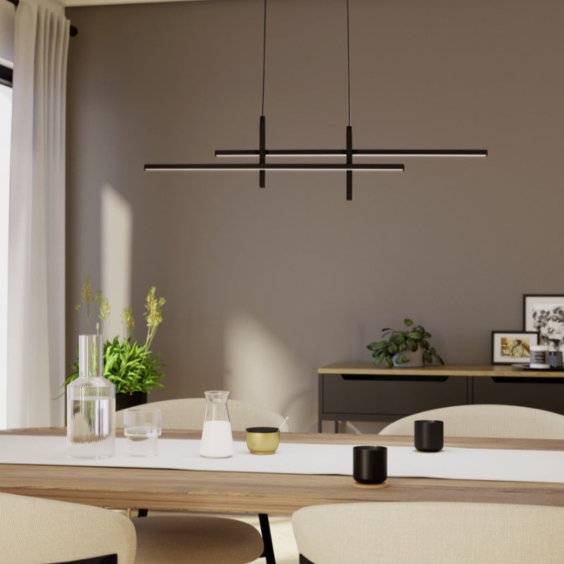 Candeeiro suspenso preto de plástico, Thera, 20W, LED 3000K