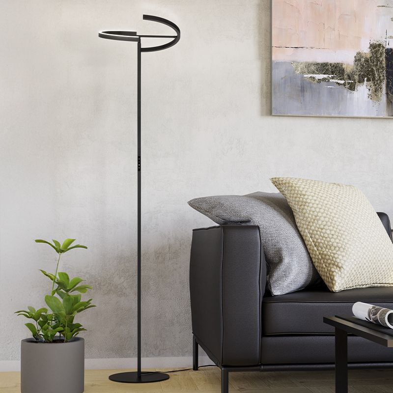 Candeeiro de pé preto de plástico, Corwin, 8,8W, LED 3000K, com dimmer tátil