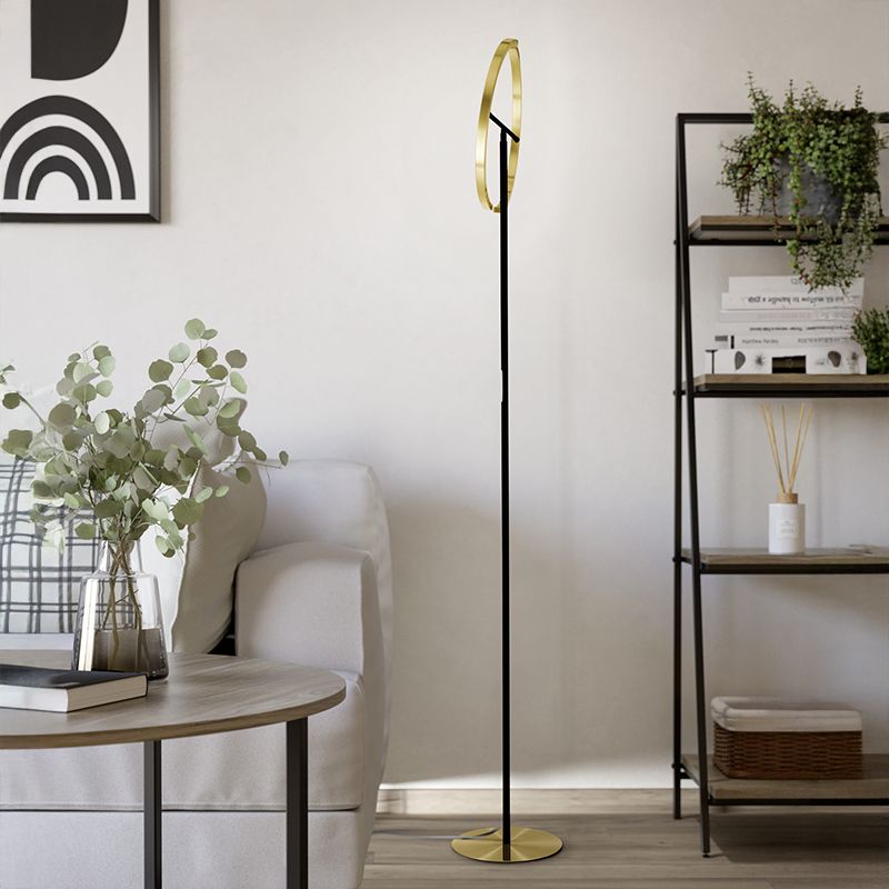 Candeeiro de pé latão de plástico, Corwin, 8,8W, LED 3000K, com dimmer tátil