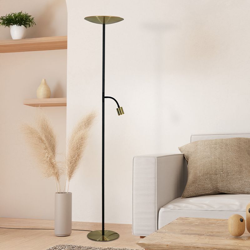 Candeeiro de pé latão de aço, Crijn, 26,5W, LED 2700K, com dimmer tátil