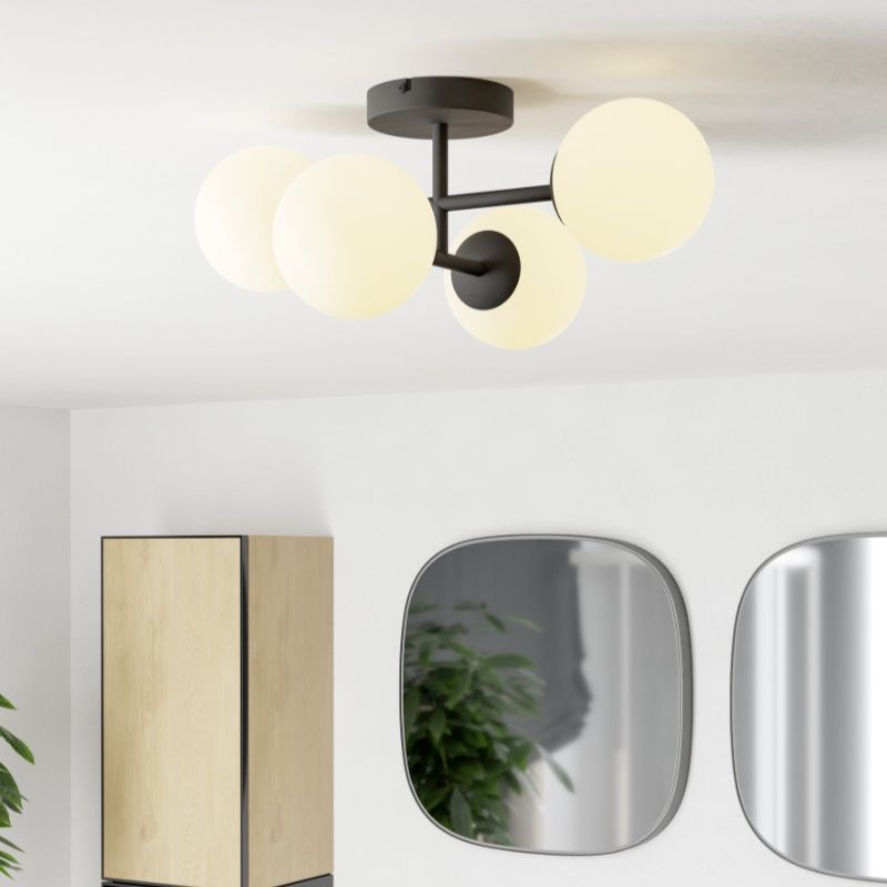 Candeeiro de teto preto de aço, Cornee, 4,2W, LED 2700K, IP44