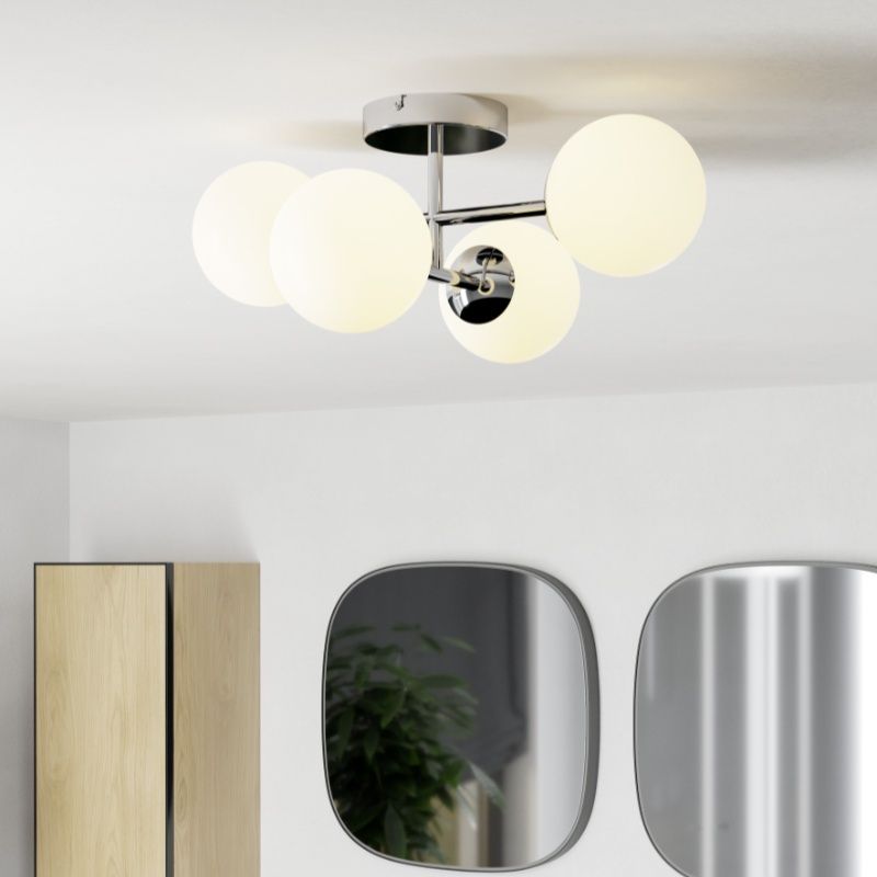 Candeeiro de teto cromo de aço, Cornee, 4,2W, LED 2700K, IP44 Candeeiro de teto cromo de aço, Cornee, 4,2W, LED 2700K, IP44