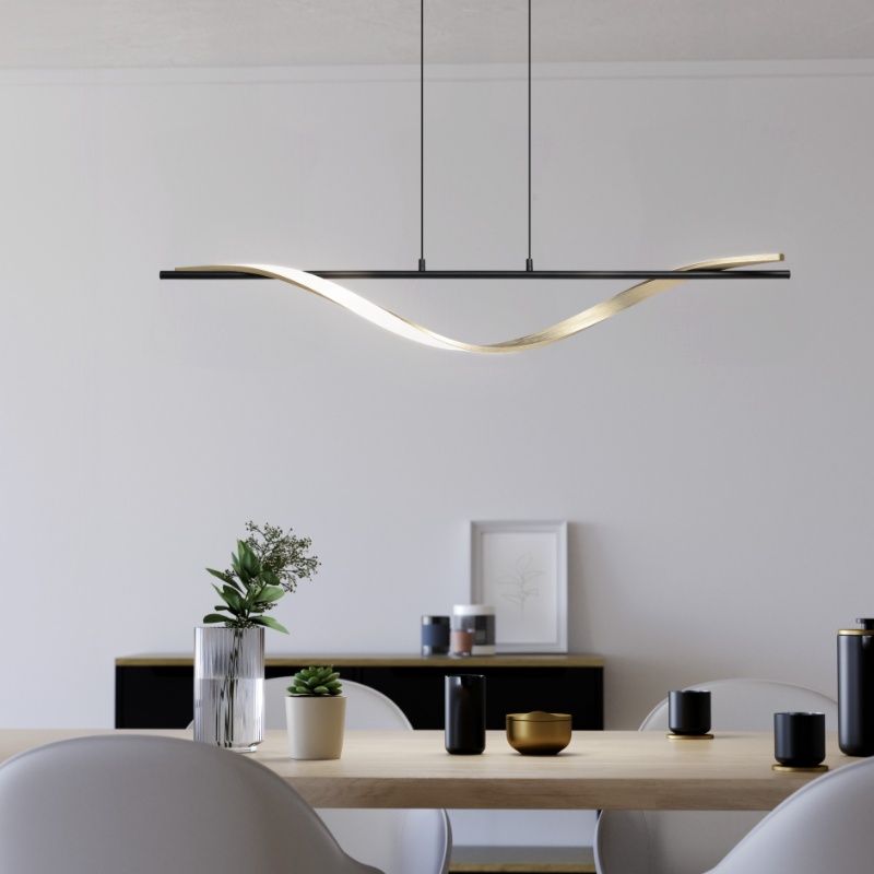 Candeeiro suspenso latão de plástico, Cunera, 20W, LED ajustável de branco quente a branco frio, regulável em 3 níveis