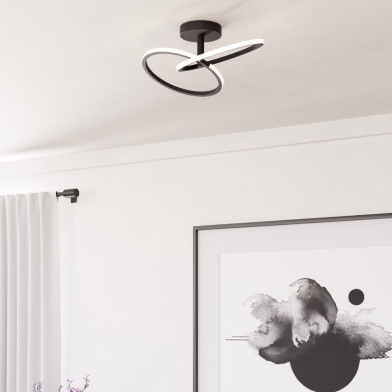 Candeeiro de teto preto de aço, Minh, 12W, LED white switch
