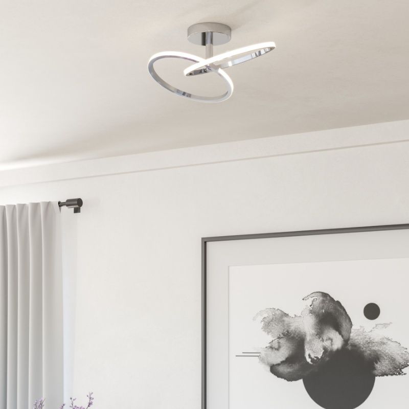 Candeeiro de teto cromo de aço, Minh, 12W, LED white switch