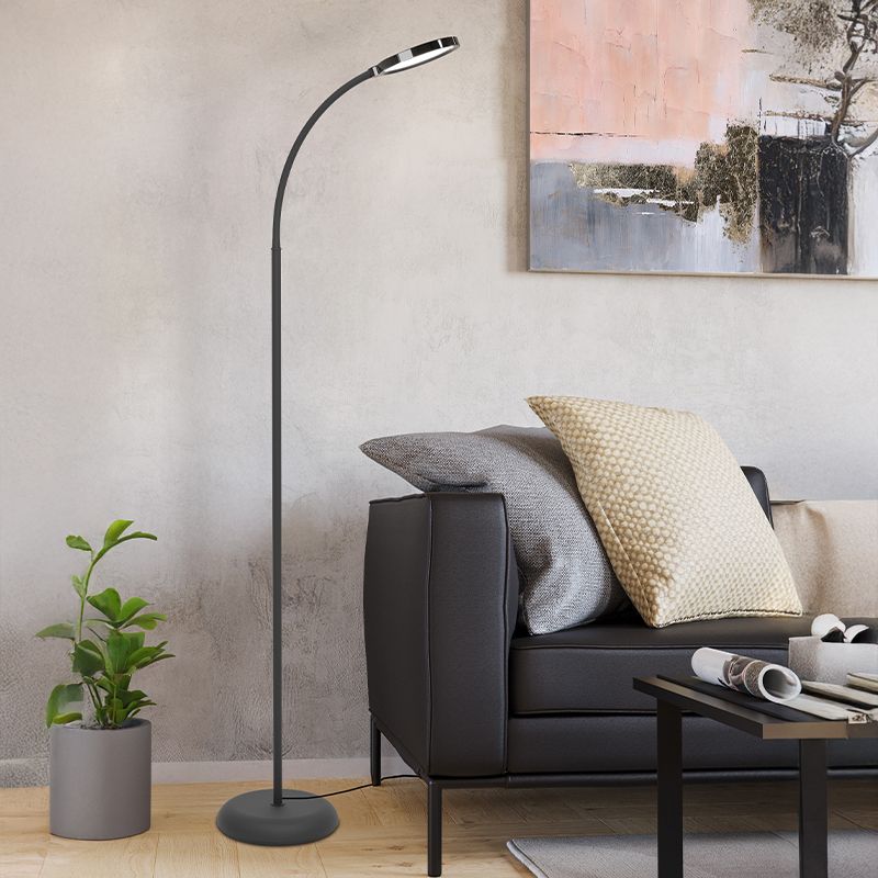 Candeeiro de pé preto de plástico, Querine, 5,5W, LED white switch, regulável em 3 níveis