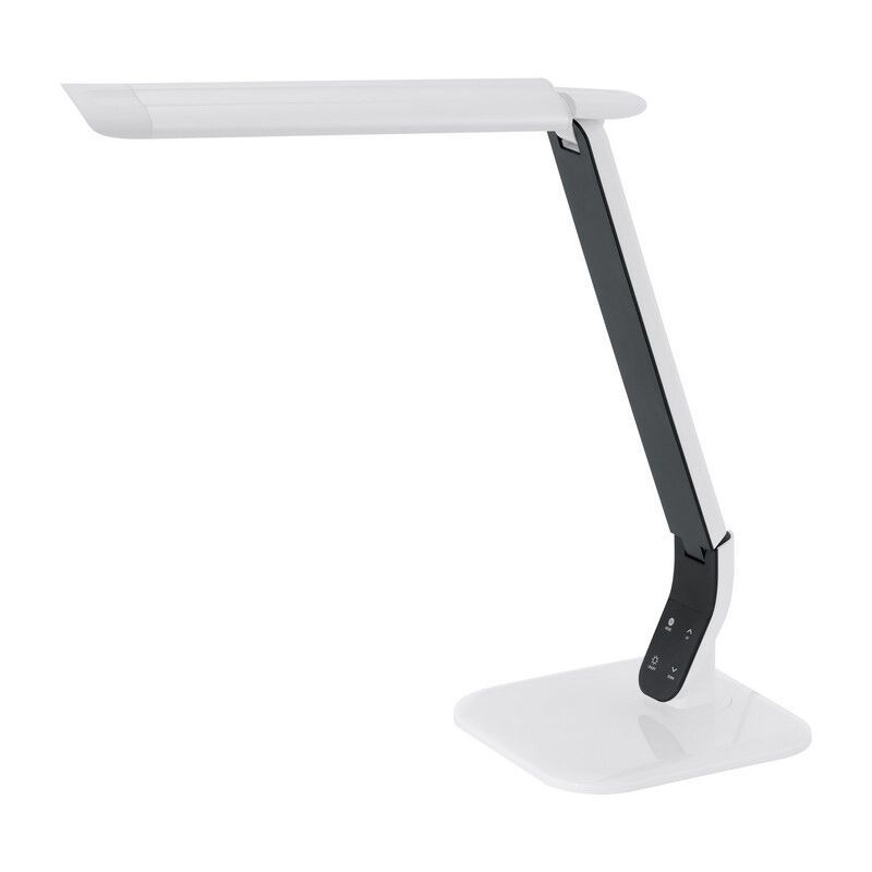 Candeeiro de secretaria branco de plástico, Ilias, 6W, LED 5000K, com dimmer tátil Candeeiro de secretaria branco de plástico, Ilias, 6W, LED 5000K, com dimmer tátil