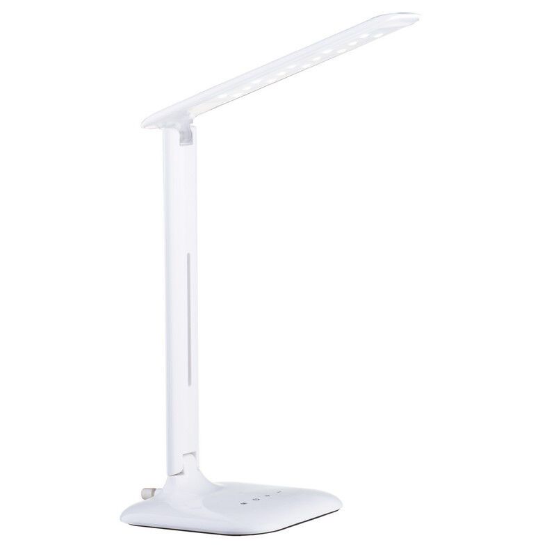 Candeeiro de secretaria branco de plástico, Ayman, 3W, LED ajustável de branco quente a branco frio, com dimmer tátil Candeeiro de secretaria branco de plástico, Ayman, 3W, LED ajustável de branco quente a branco frio, com dimmer tátil