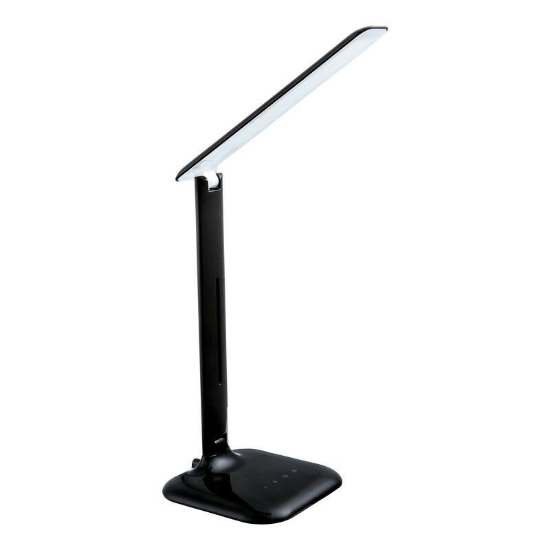 Candeeiro de secretaria preto de plástico, Ayman, 3W, LED ajustável de branco quente a branco frio, com dimmer tátil