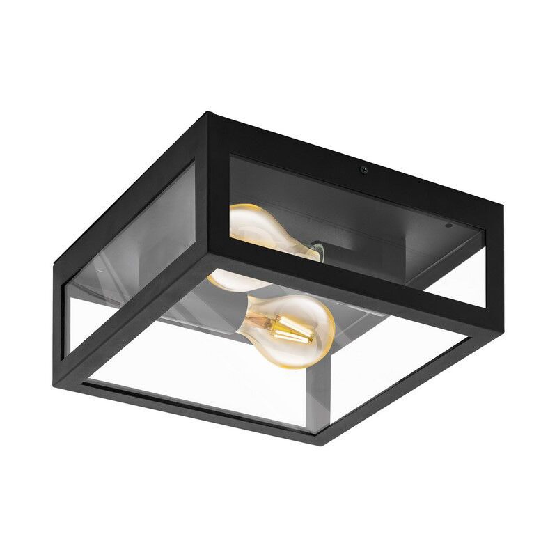Candeeiro para exterior preto de aço, Alihan, IP44