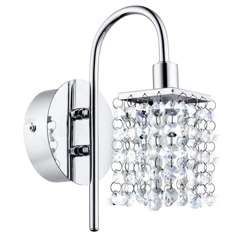 Aplique de parede cromo de cristal, Almedina, IP44 Aplique de parede cromo de cristal, Almedina, IP44
