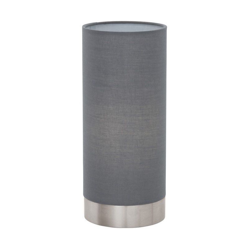 Candeeiro de mesa cinzento de tecido, Abano, com dimmer tátil