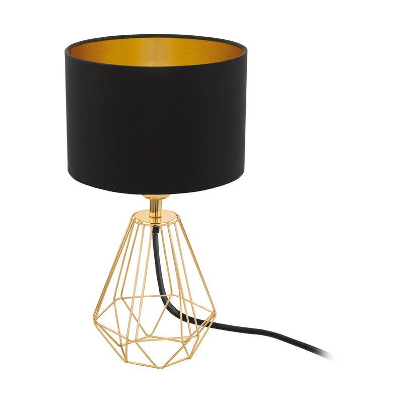 Candeeiro de mesa latão de tecido, Acri, com interruptor